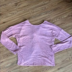Francescas Open Back Sweater Medium Heathered Pink